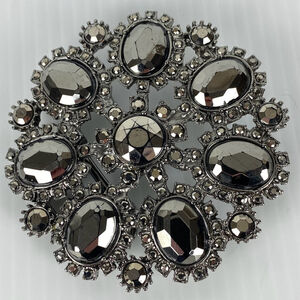 Chico's Belt Bucket Black Stones Sparkly Metal 3 Inches Diameter
